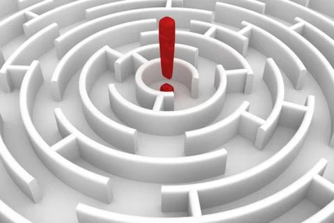White circle labyrinth. 3D image. Stock Illustration