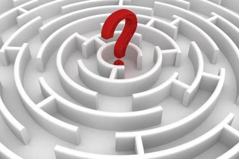 White circle labyrinth. 3D image. Stock Illustration