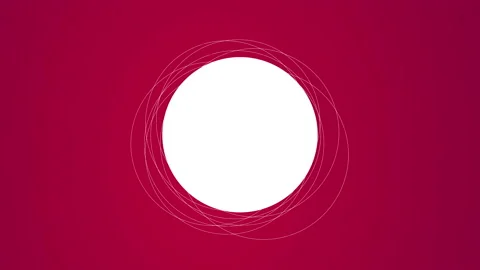 White circle with moving loop on red background Stock Footage 134399312