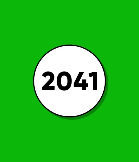 White circle with number 2041 appearing in center on green background, simp.. Stock Footage 332396682