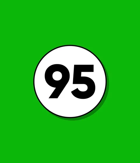 White circle with number 95 appears and stays centered on green background .. Stock Footage 332396626