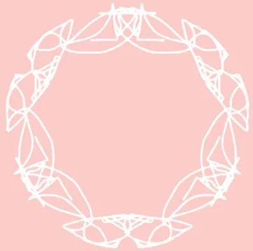 White circle ornament design on pink background Stock Illustration