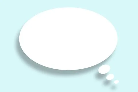 White circle paper speech bubble shape against light blue color background. Stock Photos