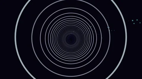 White circle rings forming an endless geometric tunnel seamless loop animation Video stock 347075759