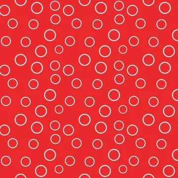 White circle rings seamless pattern vector. Red background. Stock Illustration