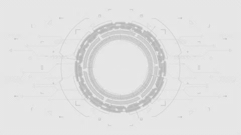 White circle rotation with HUD UI technology interface background alpha channel Stock Footage 219944118