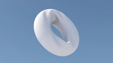 White circle shape, cloth effect. Blue background. 3d render. Stock Footage 250646415