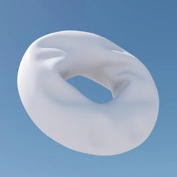 White circle shape, cloth effect. Blue background. 3d render. Stock Illustration