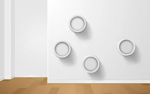 White circle shelf and showcase in the white room Stock Illustration