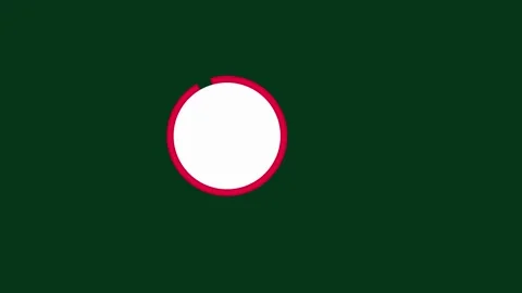 White circle with small red arc on dark green background Stock Footage 333782141