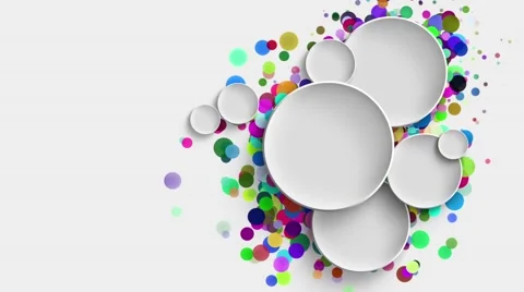 White circle solids scale animation with particles Stock Footage 66450570