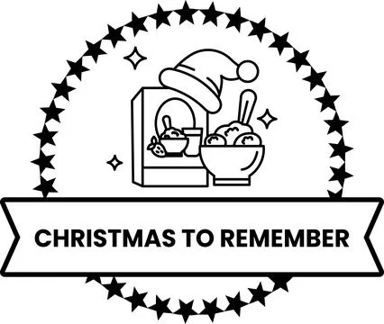 A white circle with a star pattern and a santa hat on top Stock Illustration