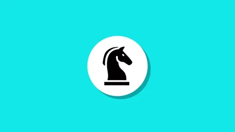 White circle transforms into black chess knight icon with shadow on cyan ba.. Stock Footage 327762656