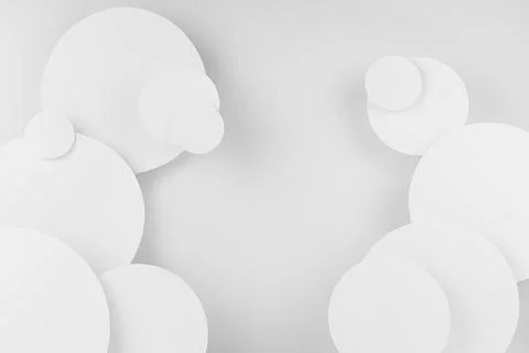 White circles of different size soar  as pattern, texture in soft light top v Foto stock