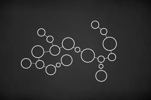 White Circles Network Connected on Chalk Board Background Stock Photos