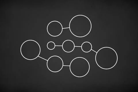 White Circles Network Connected on Chalk Board Background Stock Photos