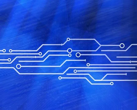 White circuit board on blue background Illustrazione stock
