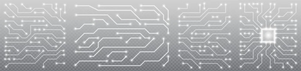 White circuit board pattern with glow tech lines Stock Illustration