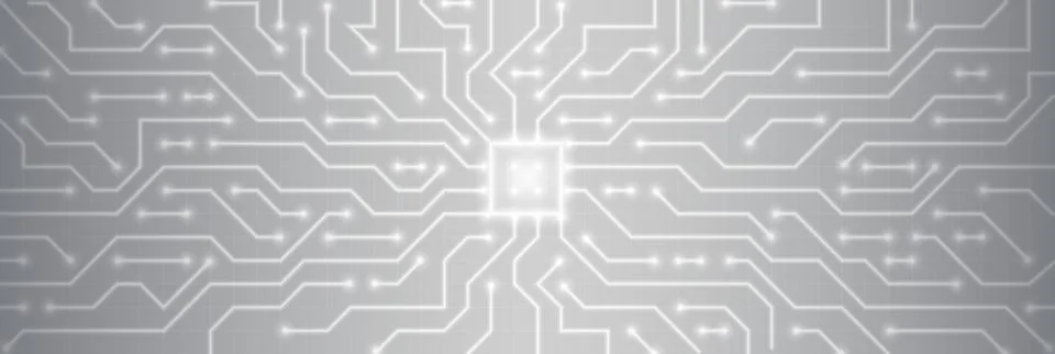 White circuit board pattern with glow tech lines Illustrazione stock