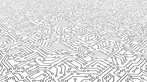 White circuit board pattern texture. High-tech background in digital computer Stock Illustration