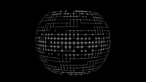 White Circuit Board Sphere Digital Globe Technology Network Transparent Stock Footage 348914642