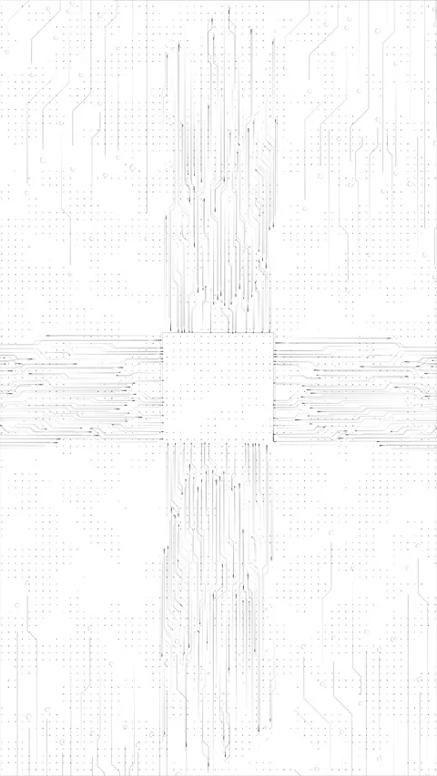 White circuit board technology background thin grey traces, dotted grid, central Stock Footage 340565579