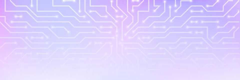 White circuit line pattern on purple gradient bg Illustrazione stock