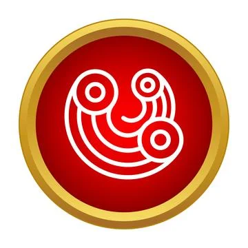 White circular abstract pattern on red button icon Illustrazione stock