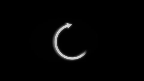 White circular arrow loading background glowing refresh symbol, black isolated s Stock Footage 340528120