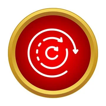 White circular arrows refreshing content on red button Stock Illustration