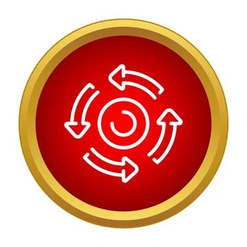 White circular arrows refreshing symbol in red button Stockillustratie