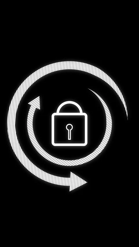 White Circular Arrows Surrounding a Padlock Icon Keywords: padlock, lock, s.. Stock Footage 337463573