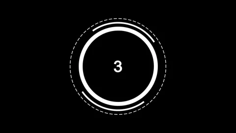 A white circular button with the number one displayed on a black background Stock Footage 337367255