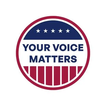 White Circular Design with Red Border, Centered Text Your Voice Matters Stock Illustration
