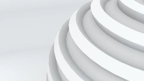 White circular elements. 3d rendering of a spherical shape with waves. Computer 스톡 일러스트