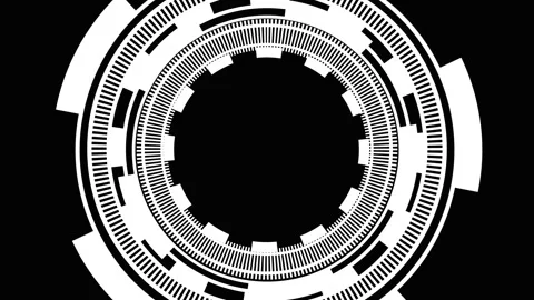 White circular HUD interface animated on black background, ideal for tech o.. Stock Footage 321626200