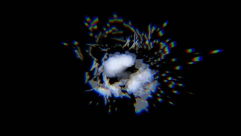 White Circular Particle Explosion Black Background 動画素材 346444625