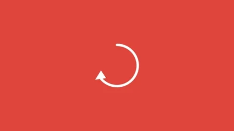 White circular refresh arrow icon on a solid red background 库存影片 341485559