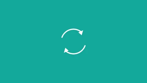 White circular sync arrows icon on a solid teal background Stock Footage 341485327