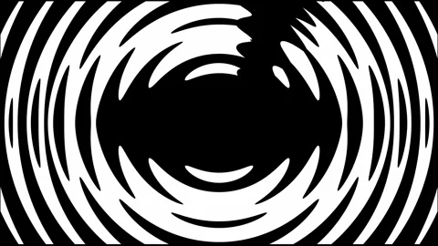 White circular wave patterns echoing outward to fill the black screen space Video stock 332619152