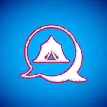 White Circus tent icon isolated on blue background. Carnival camping tent. .. Stock-Illustration