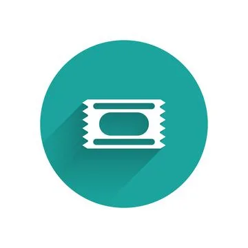 White Circus ticket icon isolated with long shadow. Amusement park. Green circle Illustrazione stock