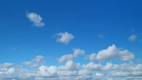 White cirrus and cumulus on different layers cloudscape. Sky only wide panorama Stock Footage 216336661