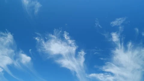 White cirrus cloud or cirrostratus cloudscape. Sky only wide panorama. Time Stock Footage 208939178