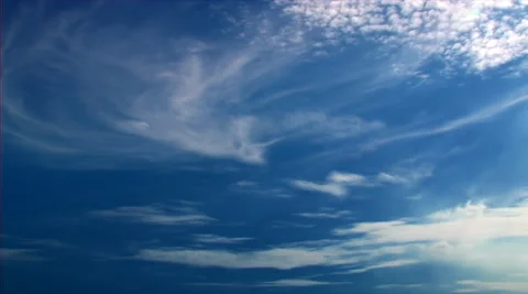 White cirrus stratus clouds on blue sky. Stock Footage 281850946