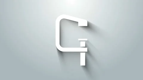 White Clamp and screw tool icon isolated on grey background. Locksmith tool. 4K 스톡 동영상 145991304