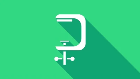 White Clamp and screw tool icon isolated on green background. Locksmith tool. 4K 스톡 동영상 147152420
