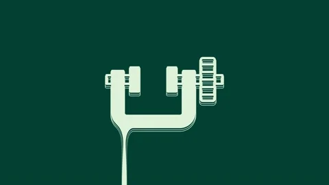 White Clamp and screw tool icon isolated on green background. Locksmith tool. 4K 스톡 동영상 236054883