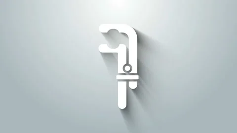 White Clamp tool icon isolated on grey background. Locksmith tool. 4K Video 스톡 동영상 145864711