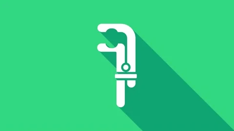 White Clamp tool icon isolated on green background. Locksmith tool. 4K Video 스톡 동영상 147152416